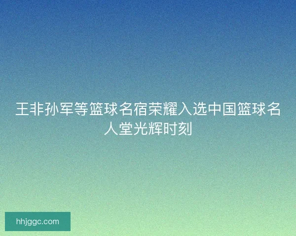 王非孙军等篮球名宿荣耀入选中国篮球名人堂光辉时刻